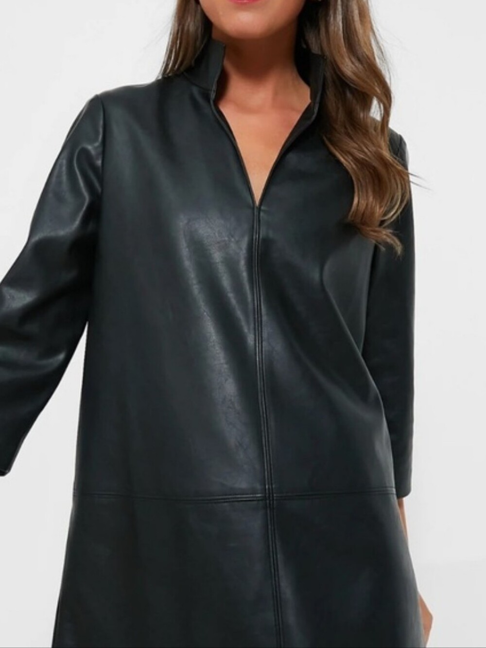 Tuckernuck Vegan Leather Margot Tunic Top Black SzS
